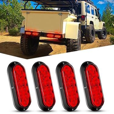 Imagem de Nilight Luz traseira de LED oval vermelha de 15 cm, 4 peças, 10 LEDs, à prova d'água, freio de parada, suporte de superfície, luzes de reboque para caminhão, trailer, barco, ônibus, caminhonete e