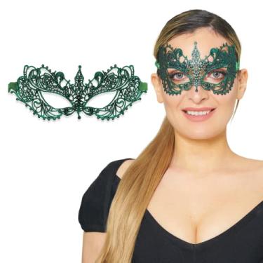Imagem de Máscara de baile de máscaras feminina de renda para baile de máscaras, baile, festa veneziana, carnaval, dia das bruxas, Ana Green, tamanho nico