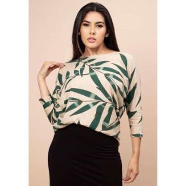 Imagem de Blusa Morcego Ampla Manga 3/4 Bambu Verde - P-Veste do 38 ao 40-Feminino