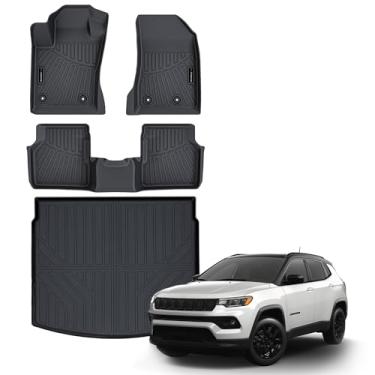Imagem de Tapete de chão para todos os climas e tapete de carga adequado para Jeep Compass 2017-2025 TPE revestimentos de borracha acessórios de bússola protetor de todas as estações forro antiderrapante