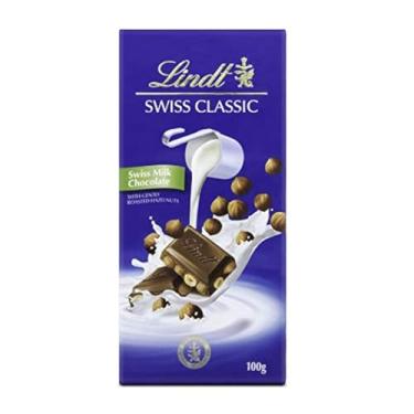 Imagem de Chocolate ao Leite com Avelãs Torradas Inteiras Swiss Classic Caixa 100g Lindt