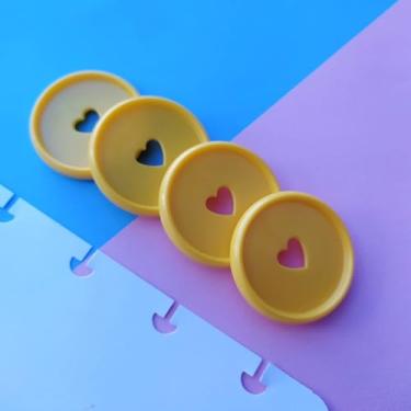 Imagem de Kit 12 Discos G 32mm de Caderno Infinito Sistema Inteligente Amor Infinito Cadernos - Coração (Amarelo Metalizado)