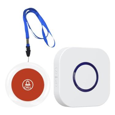 Imagem de harayaa Cuidador pager botão de pânico 4 nível ajuste volume plug pager 1 botão 1 receptor para paciente deficientes idosos