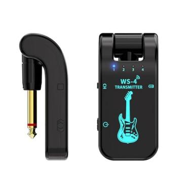 Imagem de Colaxi Transmissor de áudio sem fio para instrumentos musicais, 8 canais, recarregável, PRETO