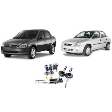 Imagem de 04 Amortecedores + 04 Kits Batente Corsa Sedan DianteiroTraseiro 1998 Até 2002 Super 1,0 1,6