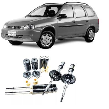 Imagem de 04 Amortecedores + 04 Kits Batente Corsa Wagon Dianteiro Traseiro 1997 Até 2001 GL GLS 1,6