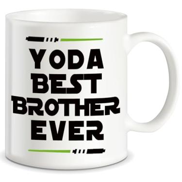 Imagem de Caneca de café divertida Yoda Best Brother Brother Presentes de formatura para o irmão da irmã mãe pai amigo presentes divertidos para o irmão para o Natal Aniversário Diversão copo para homens Bro Him Guy Gag Presente Caneca de café