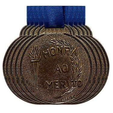 Imagem de Kit 60 Medalhas Honra Ao Mérito Jogos Escolares 35mm + Fita bronze