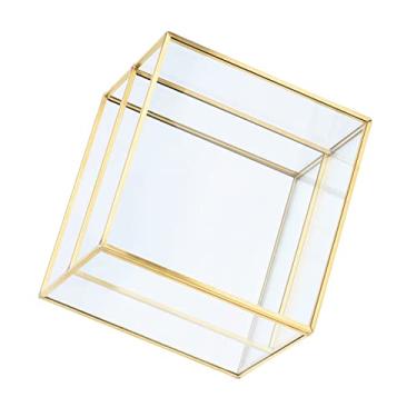 Imagem de Organizador de mesa Caneta-tinteiro de vidro Estojo de armazenamento de cosméticos Porta-canetas metálico para lápis para mesa de escritório Organizador de armazenamento de vaidade de mesa Pequenas bo