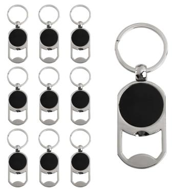 Imagem de Framendino, Pacote com 10 abridores de garrafas de metal, chaveiros em branco, gravação a laser, retangulares, porta-chaves de alumínio para casa, cozinha, festa, presente, artesanato
