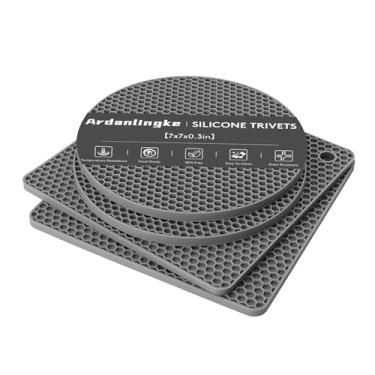 Imagem de Tapetes de silicone para trivetes, trivets para panelas e frigideiras quentes, suportes de panelas de silicone, tapete resistente ao calor para cozinha, suporte multiuso, abridor de pote