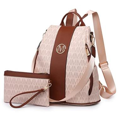 Imagem de Mochila feminina MKP COLLECTION moderna, com vários bolsos, antifurto, bolsa de ombro e de viagem, 2 unidades, rosa, 11.8"L x 5.5"W x 14"H