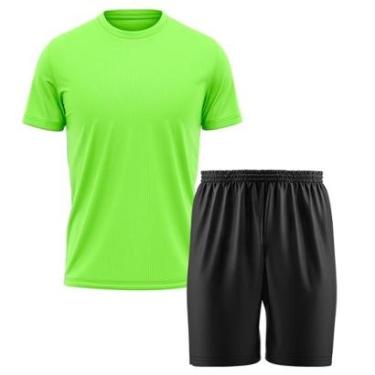 Imagem de Kit Calção Short Futebol Basquete Preto + Camiseta Manga Curta Masculina-Masculino