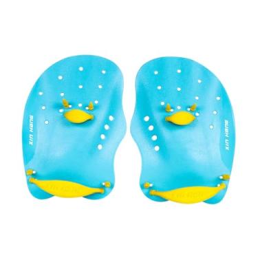 Imagem de YIJU Pás de mão para natação Nadadeiras Luvas de água Leves Ajustáveis Pás de natação confortáveis Pás de mão para natação, S Blue