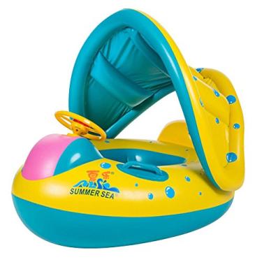 Imagem de Forfar Baby – Anel de natação para bebês e crianças – Anel de natação para piscina, inflável, amarelo portátil