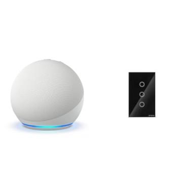Imagem de Novo Echo Dot 5ª geração | O Echo Dot com o melhor som já lançado | Som vibrante e potente em um dispositivo compacto | Cor Branca + Interruptor Inteligente Steck 3 Módulos Preto