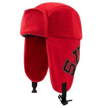 Imagem de Croogo Chapéus de inverno com abas de orelha de lã sintética Trapper Hip-Hop boné aviador fecho de fivela Ushanka para homens e mulheres, Pl2402-vermelho, Tamanho �nica