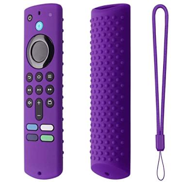 Imagem de Capa Protetora de Silicone para Fire Tv Stick, Capa Remota à Prova de Choque Com Cordão, Capa de Pele Brilhante para Fire Tv Stick 3ª Geração (conjunto roxo)