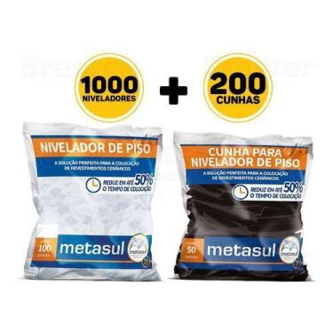 Imagem de Kit 1000 Nivelador Espaçador Clips Piso Porcelanato + 200 Cunhas Metas