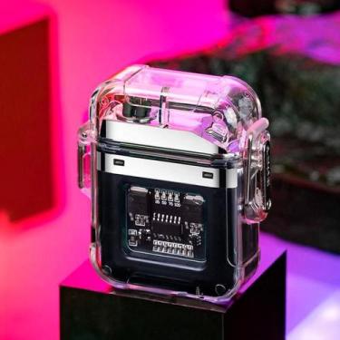 Imagem de Isqueiro Plasma Elétrico Transparente Potente LED Recarregável Bivolt 