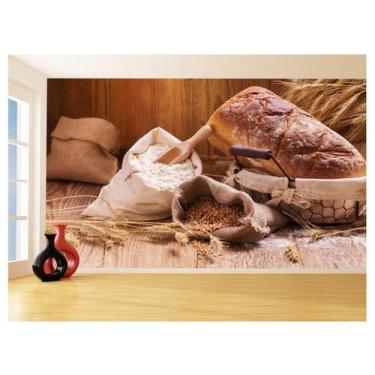 Imagem de Papel De Parede 3D Alimentos Pão Pães Padaria 3,5M Al243 - Você Decora