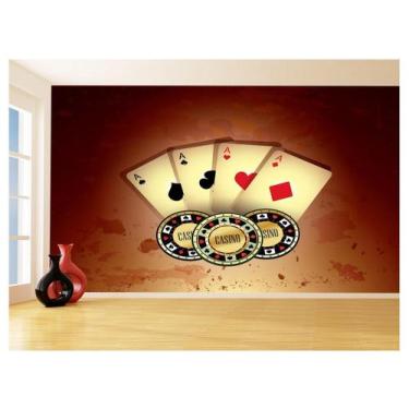Imagem de Papel De Parede 3D Salão De Jogos Cartas Poker 3,5M Jcs100 - Você Deco