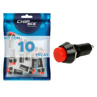 Imagem de 10x Chave Push Button 2 Terminais N/A Psb-11b - Vermelho - CHIPSCE