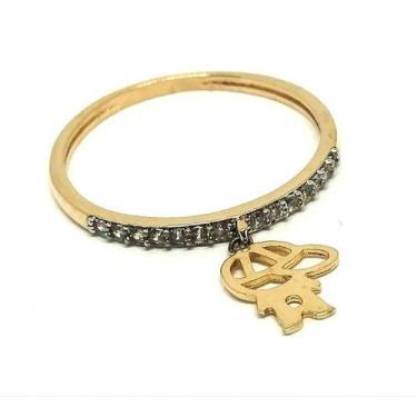 Imagem de Anel de ouro 18k com pingentes cravejados em zircônia  filho - Eleganc