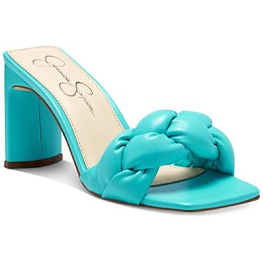 Imagem de Jessica Simpson Sandália feminina de salto alto com tira de tecido Sassia, Aruba Aqua, 6