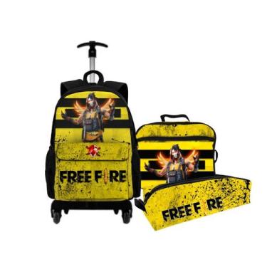 Imagem de Kit Mochila Com Carrinho + Lancheira Térmica + Estojo Personalizado Pe