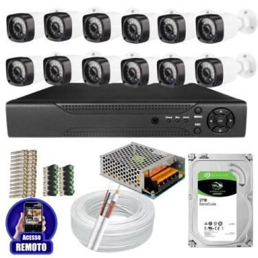 Imagem de Kit Cftv 12 Câmeras Segurança Infravermelho 20 Metros Dvr Multi Hd 16c