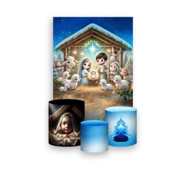 Imagem de Painel De Festa Vertical 1,50 x 2,20 + Trio De Capas Cilindro - Natal 