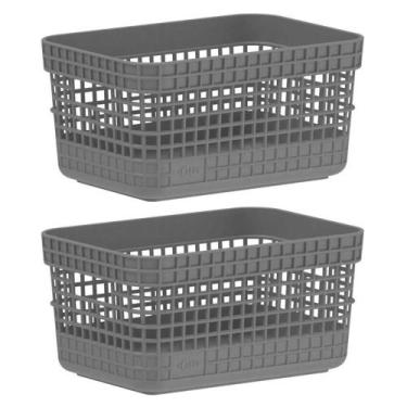 Imagem de Kit 2 Cestos 2,5L Organizador Multiuso OU Grid Cinza