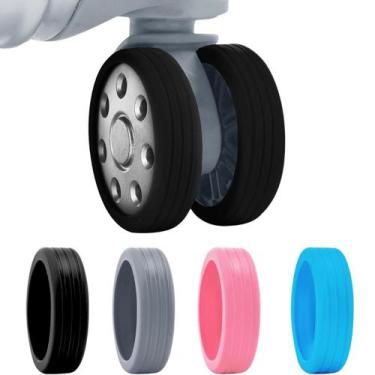 Imagem de Kit 4 Protetor De Rodas Mala Bagagem Viagem Capa De Silicone - Proteto