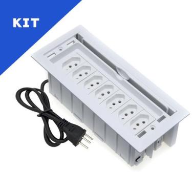 Imagem de Kit 2 Caixas De Tomadas 7 Blocos Com 7 Tomadas 20A - CONNECT CAIXA TOM