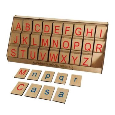 Imagem de Brinquedo Alfabeto Degrau em Madeira MDF 130 peças Alfabetização Infan