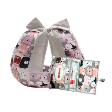 Imagem de Kit Almofada Amamentação com Porta Fralda Bebê Menina Menino - Maria's