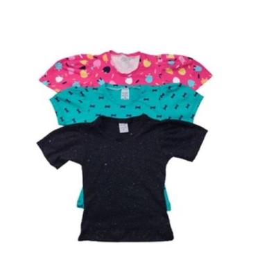 Imagem de Kit 3 Blusas Blusinhas Infantil Com Babado Manga - Avm Confecções, 1