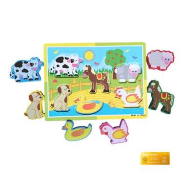 Imagem de Didaticos Aprenda Brincando Animais Fazenda DM Toys Jogo Encaixar em M