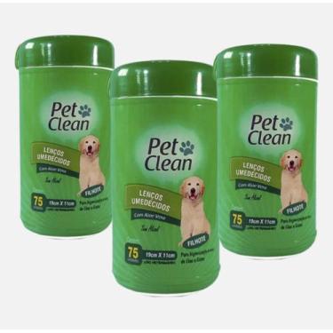 Imagem de Super kit 3 Lenços Pet Clean Filhotes para Cães e Gatos