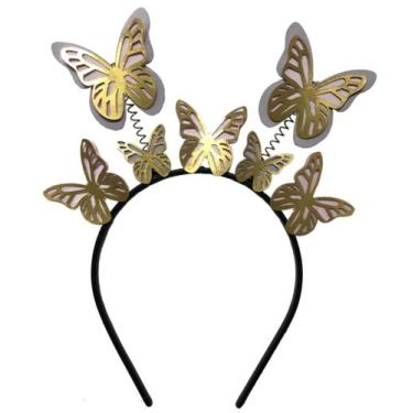 Imagem de Tiara Carnaval Borboleta Couche Laminado Dourado Vivarte - Inspire sua