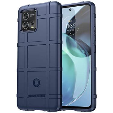 Imagem de Monwutong Capa de telefone de ajuste fino para Motorola Moto G72, capa de telefone robusta com proteção à prova de choque de grau militar e capa de proteção para lente de câmera para Moto G72, HD azul
