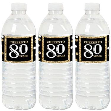 Imagem de Etiquetas adesivas para garrafa de água para festa de aniversário de 80 anos - Ouro - Conjunto de 20