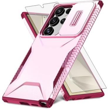 Imagem de Asuwish Capa de celular para Samsung Galaxy S24 Ultra 5G com protetor de tela de vidro temperado e capa de câmera deslizante fina robusta híbrida à prova de choque S24Ultra 24S S 24 24Ultra feminina