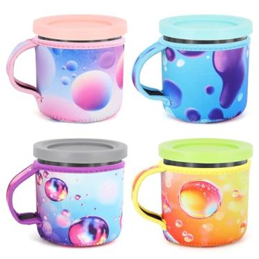 Imagem de Pacote com 4 capas de sorvete reutilizáveis com alça, mangas isoladas de neoprene para canecas de creme ninja, canecas de sorvete Talenti, sobremesas congeladas (gradiente)