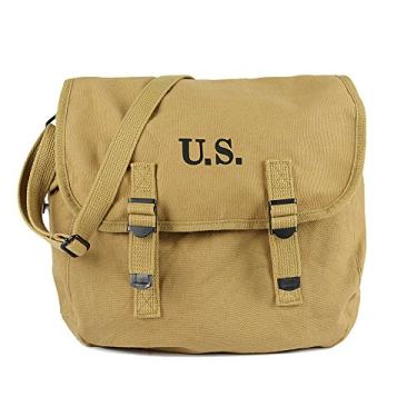 Imagem de SMONT Bolsa mensageiro WW2 US Army M1936 leve lona vintage ombro segunda guerra mundial bolsa militar 30.5 cm vintage tático Musette Satchel bolsa carteiro militar transversal bolsa carteiro lona,
