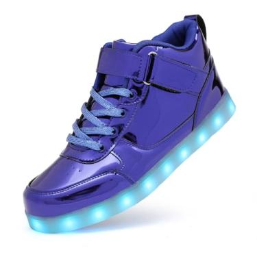 Imagem de GUANGJUFA Tênis de LED – Tênis iluminado, recarregável por USB, sapatos de dança para mulheres e homens, Azul, 34/36 BR