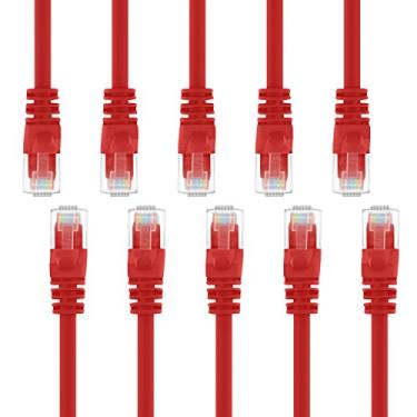 Imagem de GearIT Pacote com 10, Cabo de patch Ethernet Cat5e 35 pés - Cabo de rede LAN para computador RJ45 sem encaixe, vermelho - compatível com interruptor de 10 portas POE 10 portas Gigabit