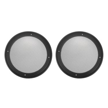 Imagem de ACROPIX Capa universal para grades de alto-falante de carro de 20,32 cm em malha redonda de 20,32 cm caixa protetora de subwoofer com parafusos de montagem ferro ABS preto - Pacote com 2