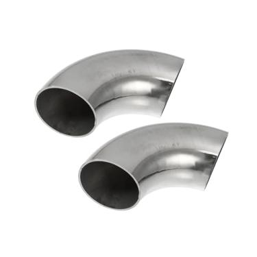 Imagem de Hihaha 2 peças OD 1,75 polegadas 90 graus 1,5 mm espessura mandril curva cotovelo SS304 tubo de dobra de aço inoxidável tubo de cotovelo de escape para carro sistema de escape modificado material